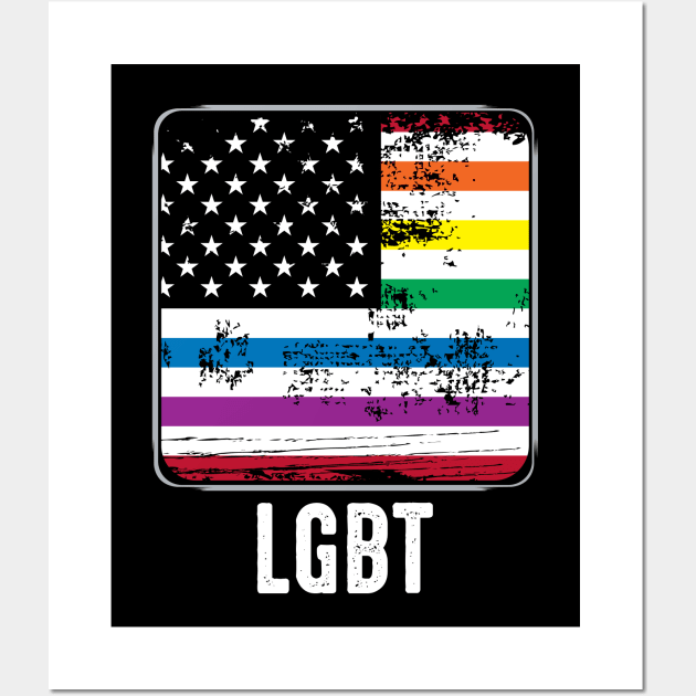 LGBT - Rainbow USA Flag - Gay Pride Statement Wall Art by Lumio Gifts